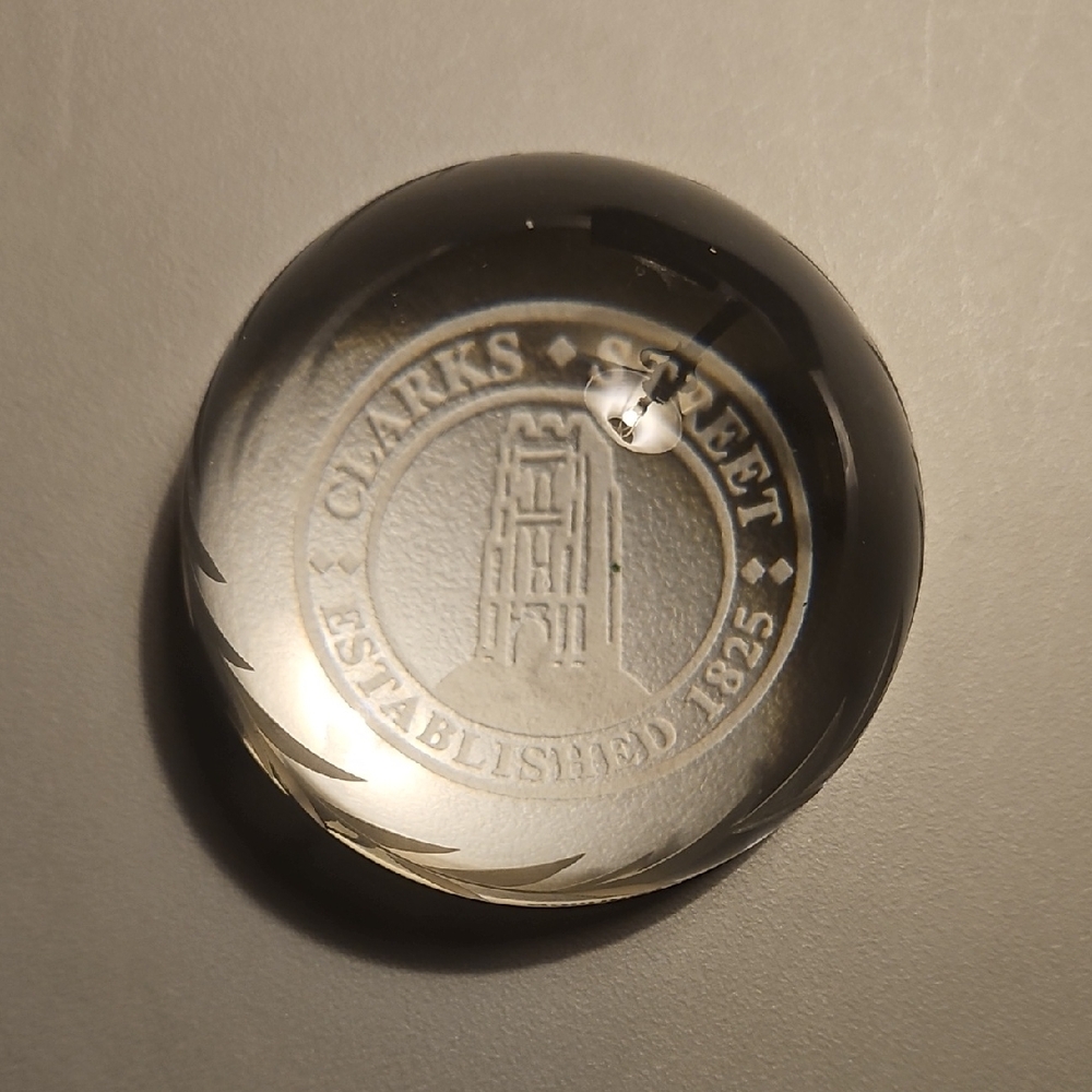 Clarks Clear Glass Paperweight